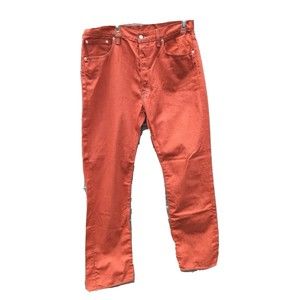 Levis 501 Mens 36x34 Button Fly Original Shrink to Fit Orange Salmon Denim Jeans